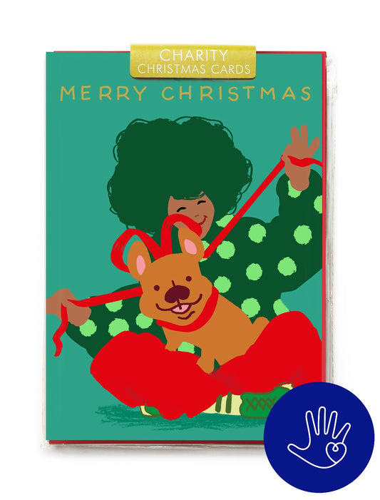 Dog and Bow Christmas Charity Bag