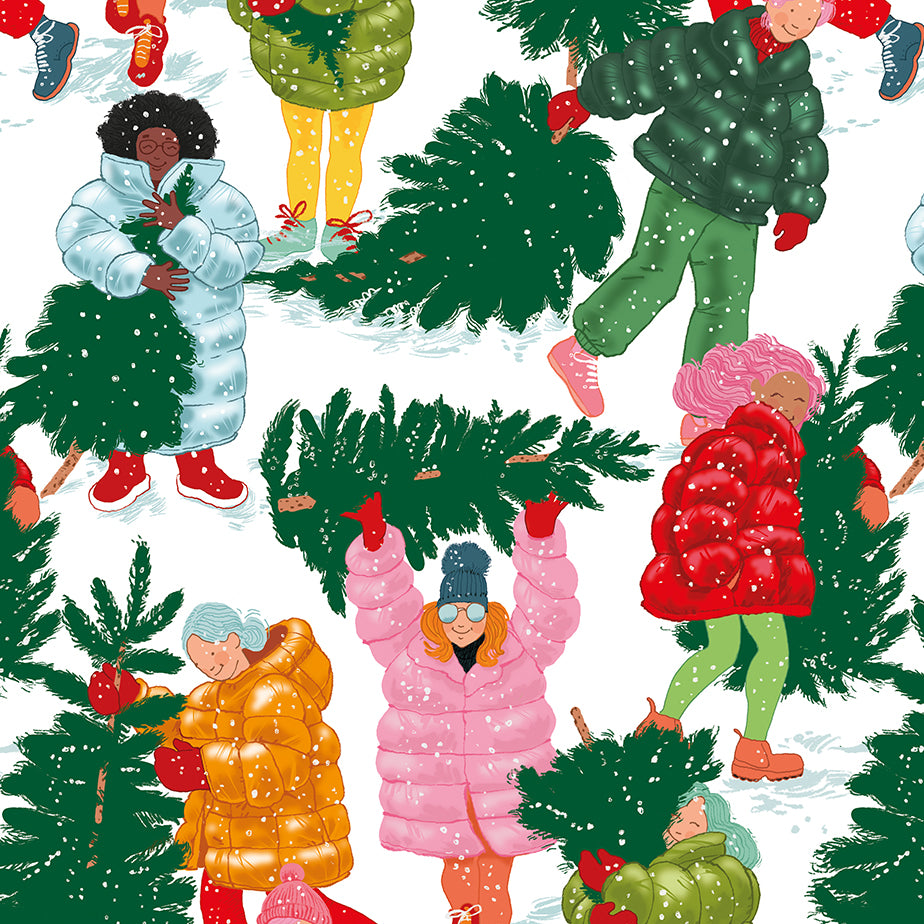 Girls and Trees Christmas Wrap