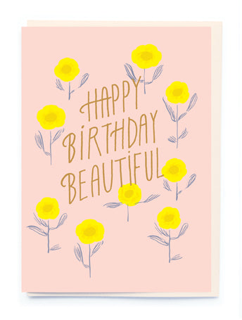 Yellow Flowers Birthday Card