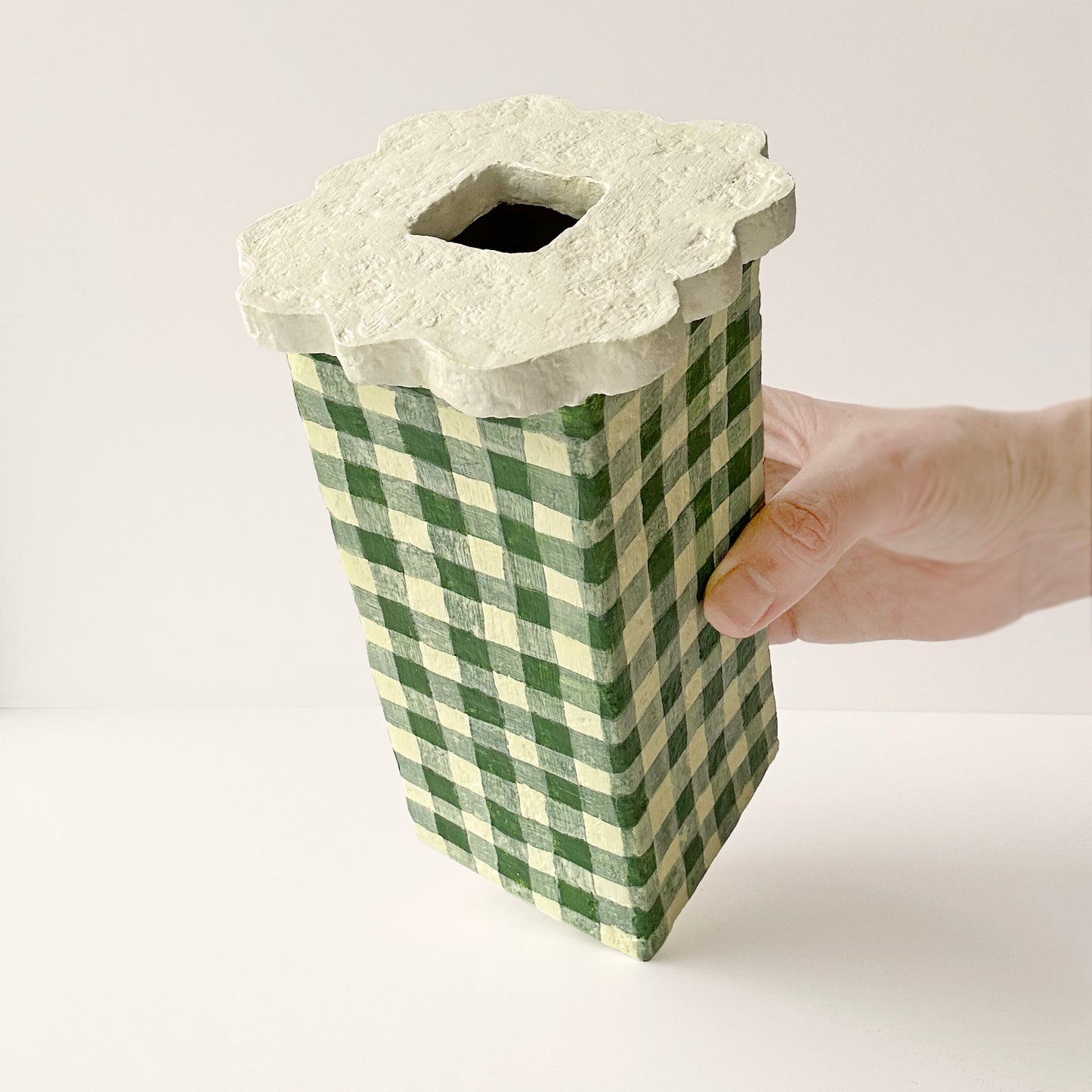 Gingham Paper Vase