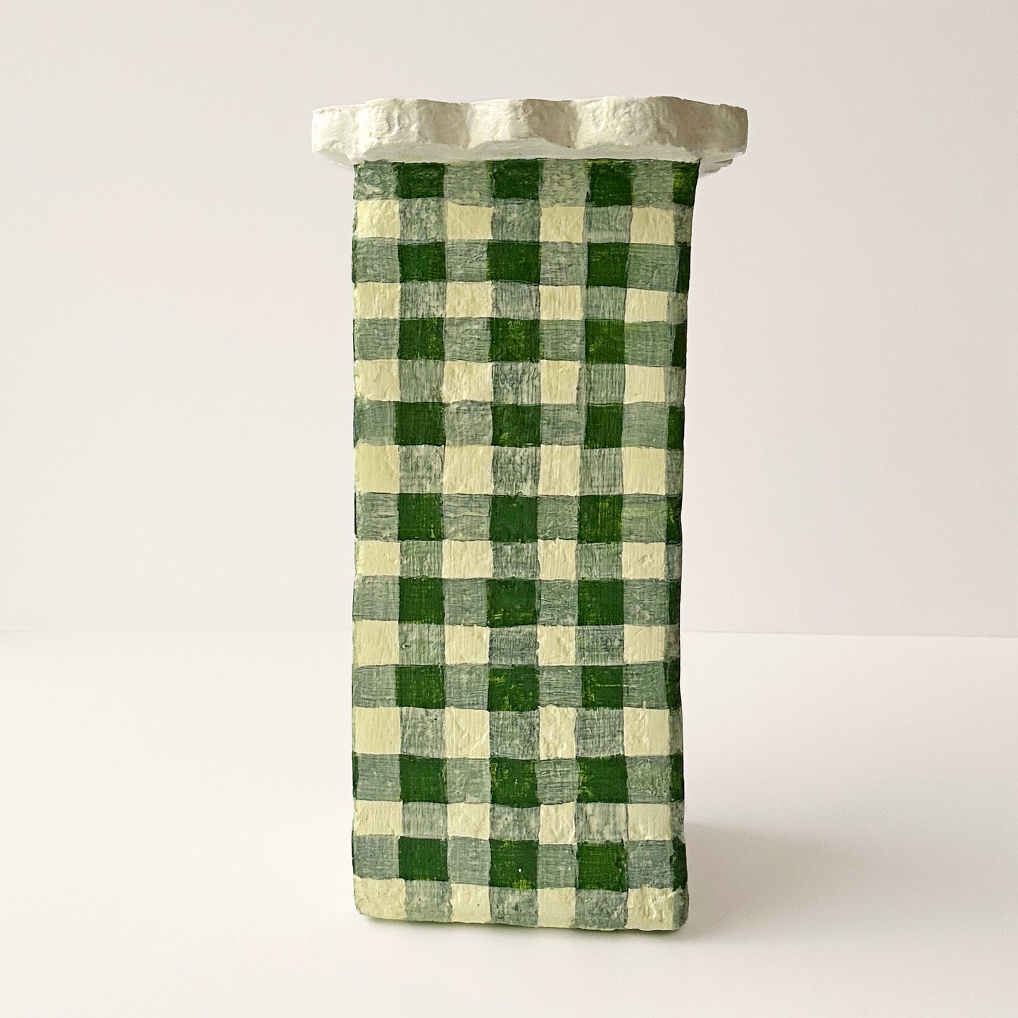 Gingham Paper Vase