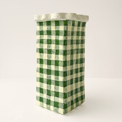 Gingham Paper Vase