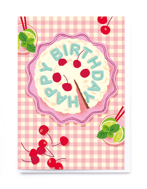 Cherry Cake Gingham Birthday