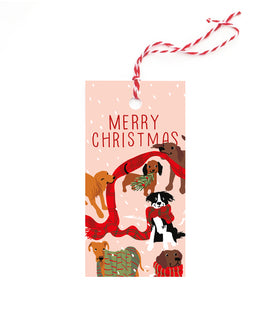 Dogs and Christmas scarves tags