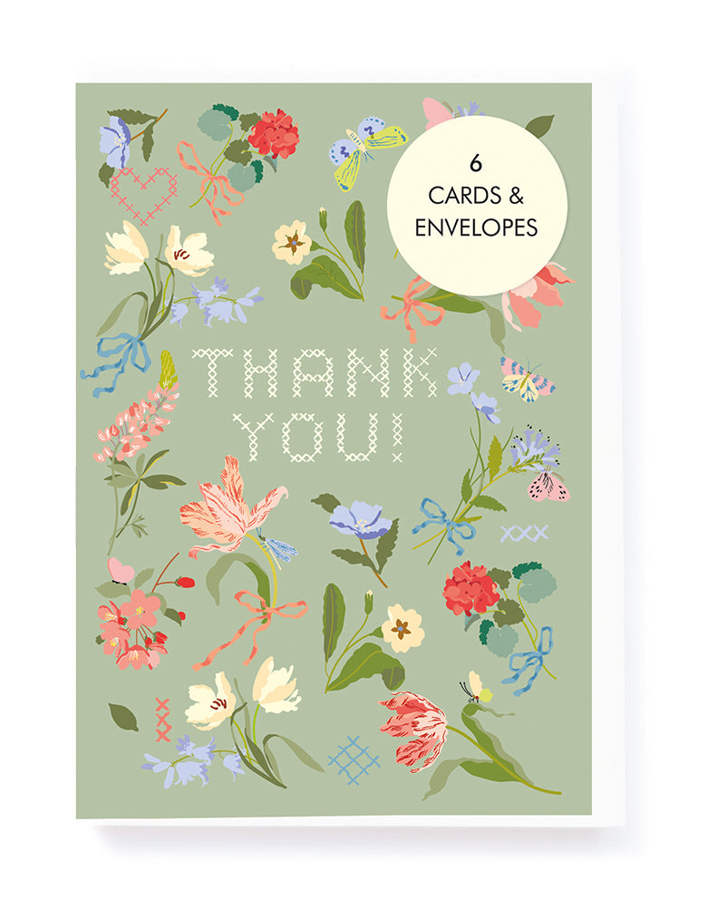 Ditsy Floral Embriodery Thank You Notecards