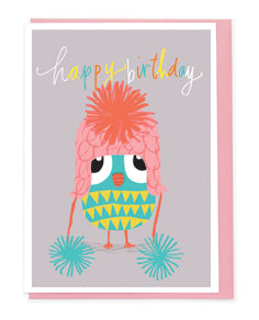 Owl with hat Kids Birthday Card