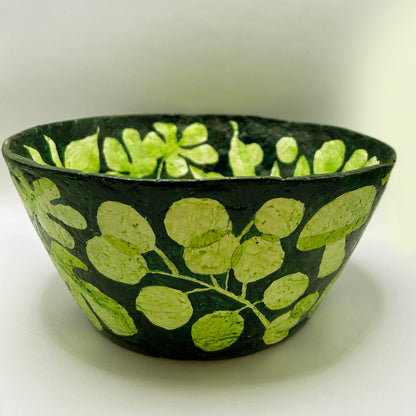 Green Floral Paper Bowl