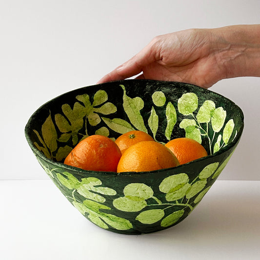 Green Floral Paper Bowl